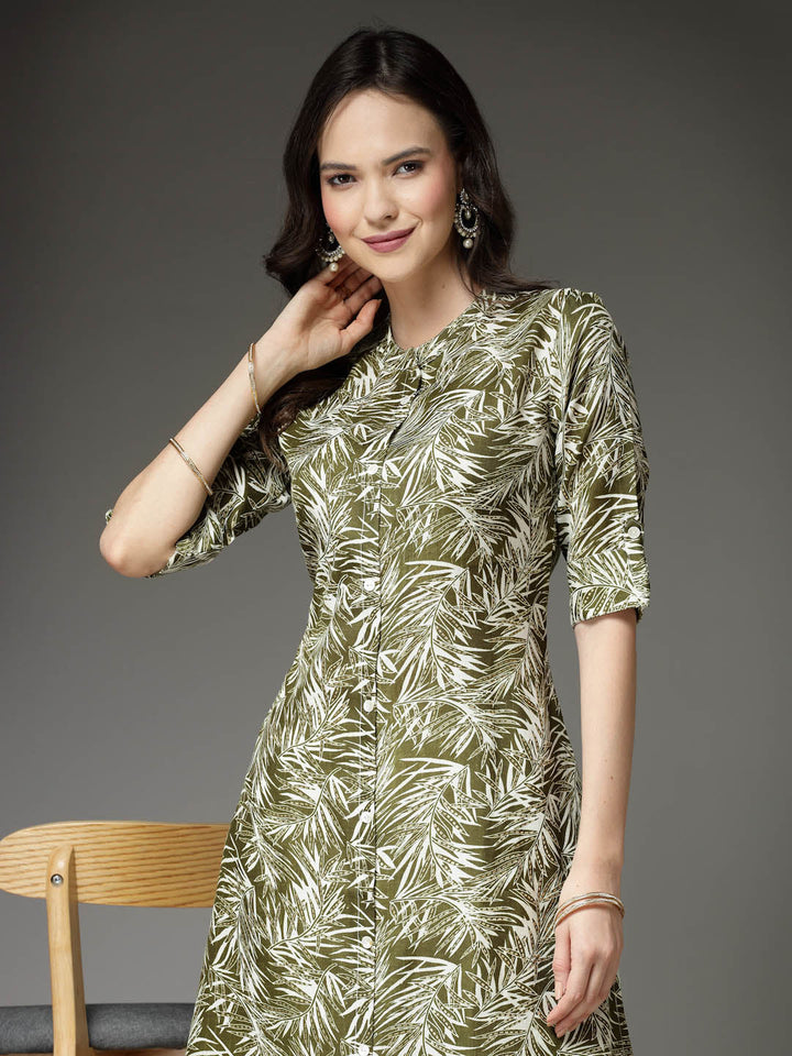 Printed Cotton Blend A-Line Kurta