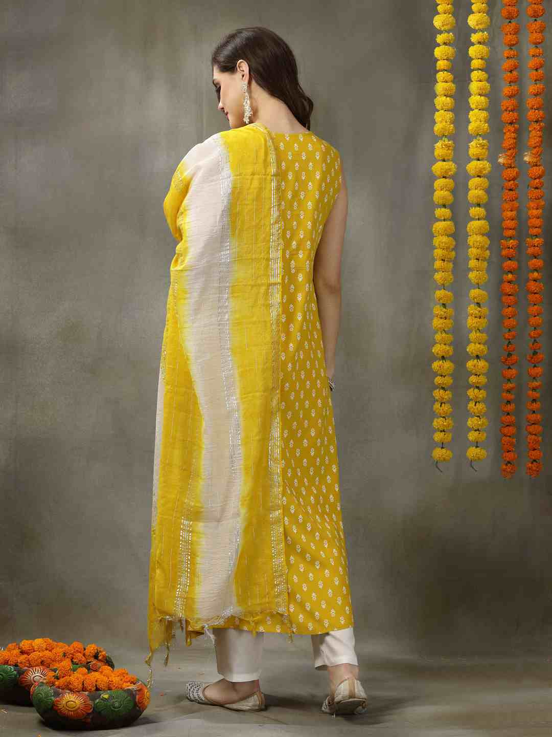 Printed &amp; Embroidered Rayon A-Line Kurta with Dupatta