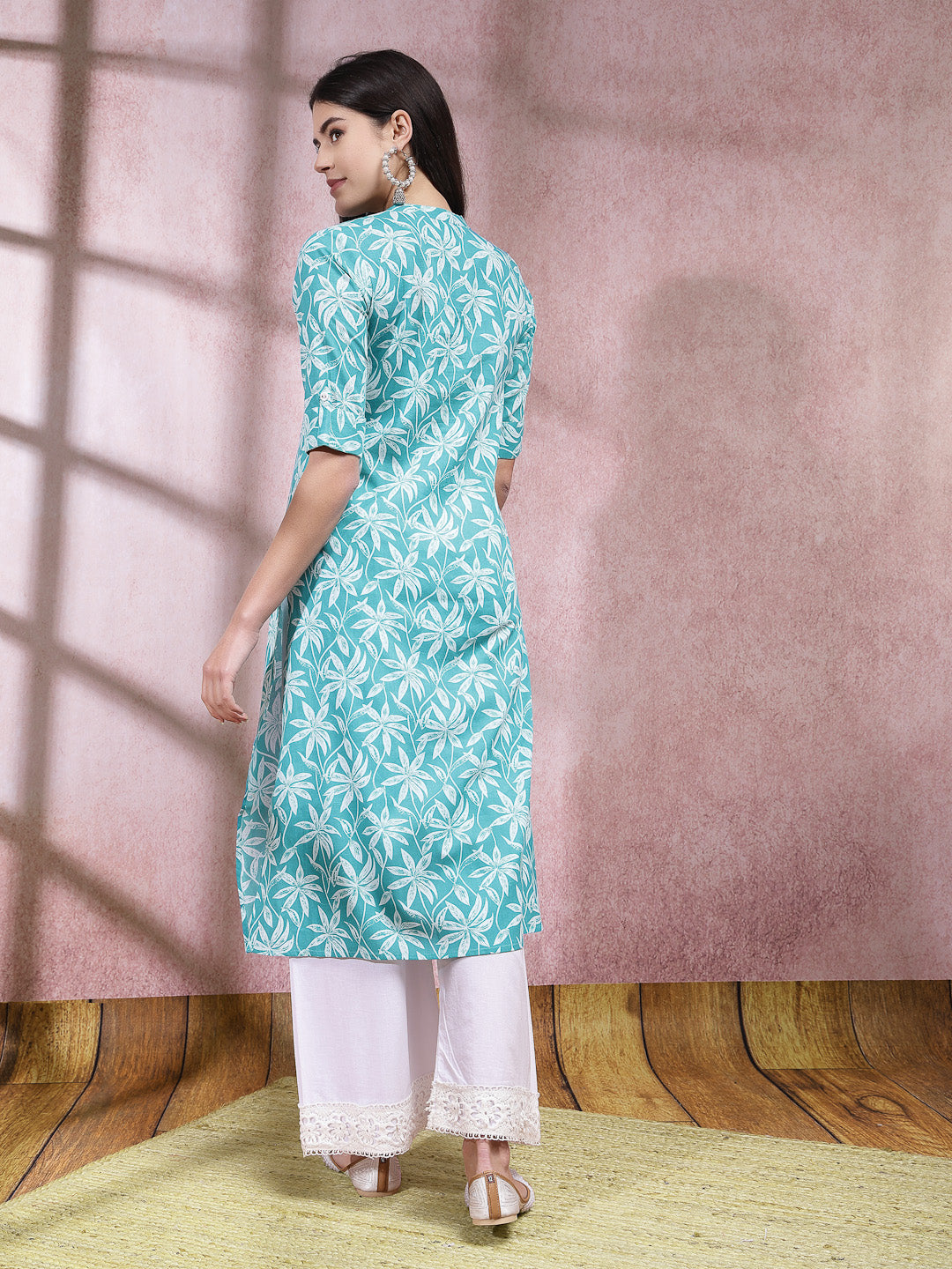 Floral Printed Cotton A-Line Kurta