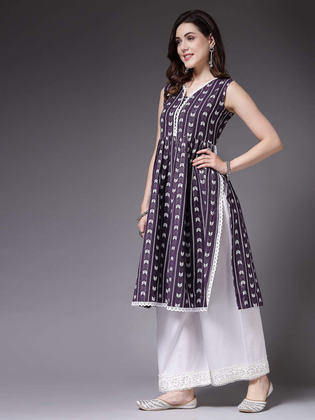 Self Designed Cotton Blend Naira Cut Kurta