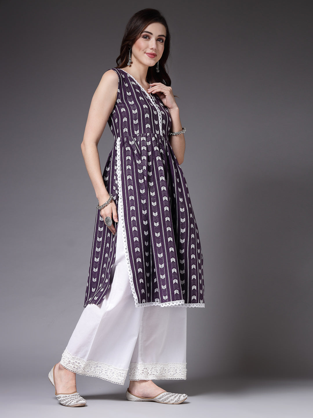 Self Designed Cotton Blend Naira Cut Kurta