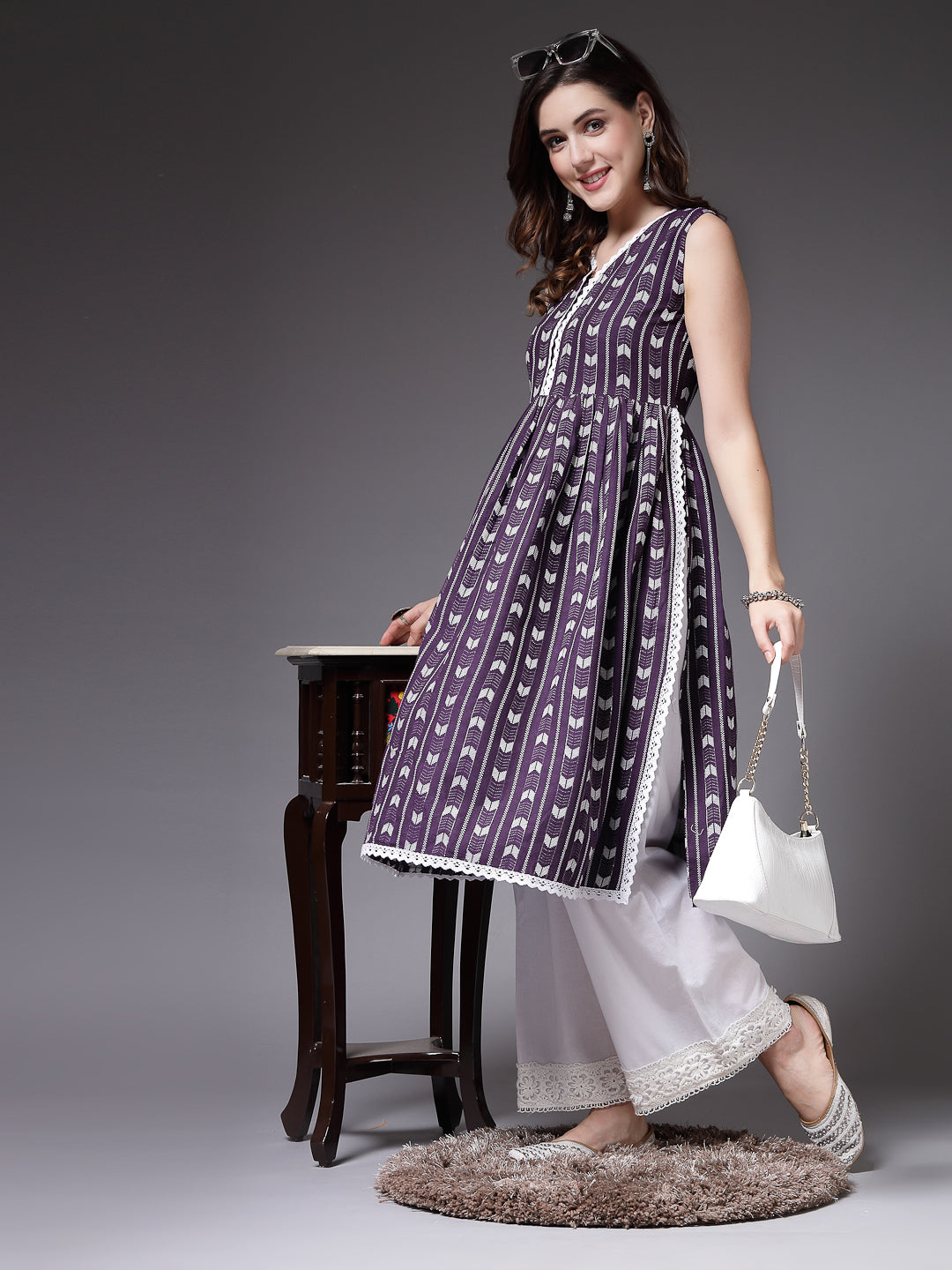 Self Designed Cotton Blend Naira Cut Kurta