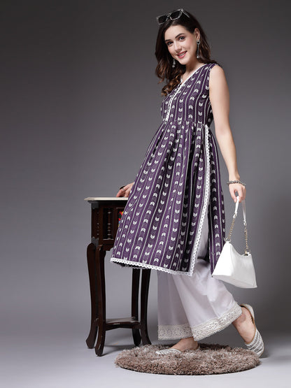 Self Designed Cotton Blend Naira Cut Kurta