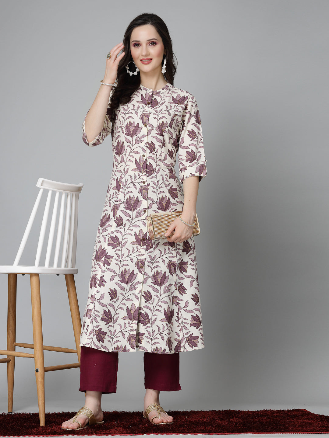Floral Printed Rayon A-Line Kurta