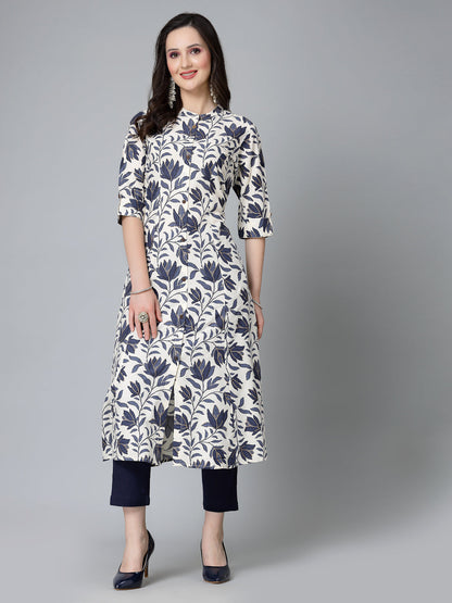 Floral Printed Rayon A-Line Kurta