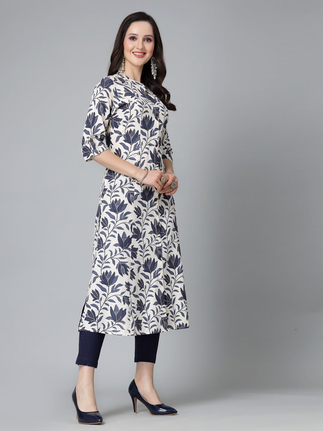 Floral Printed Rayon A-Line Kurta