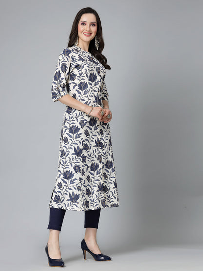 Floral Printed Rayon A-Line Kurta