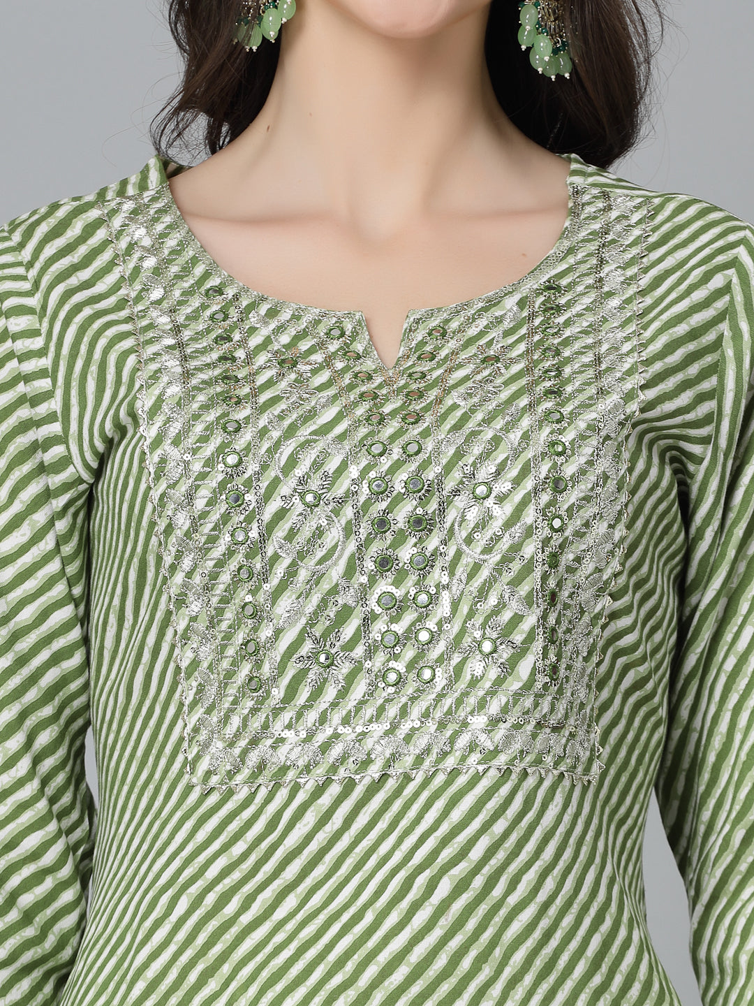 Leheriya Printed &amp; Embroidered Rayon Straight Kurta