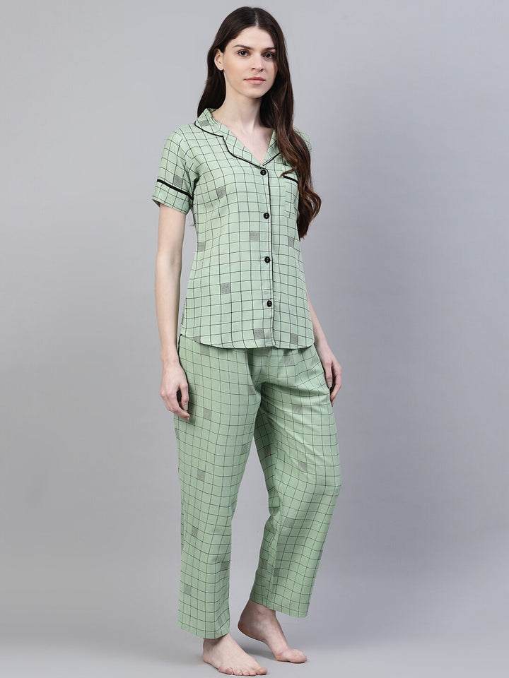 Rayon Checkered Shirt &amp; Pyjama set
