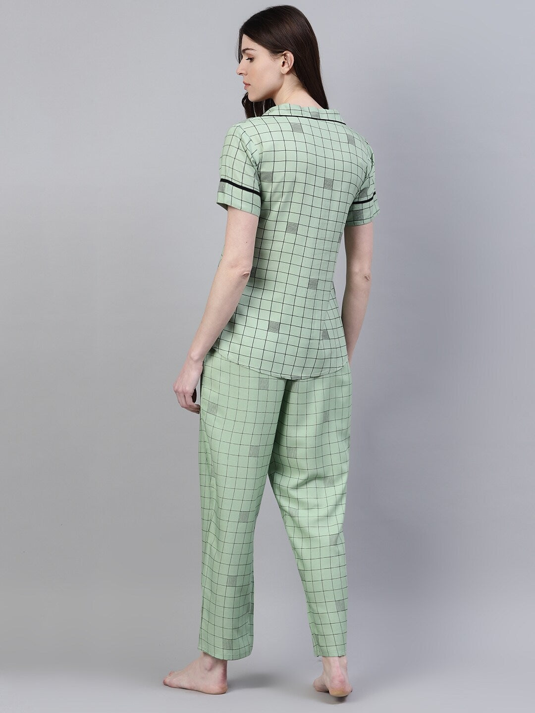 Rayon Checkered Shirt &amp; Pyjama set
