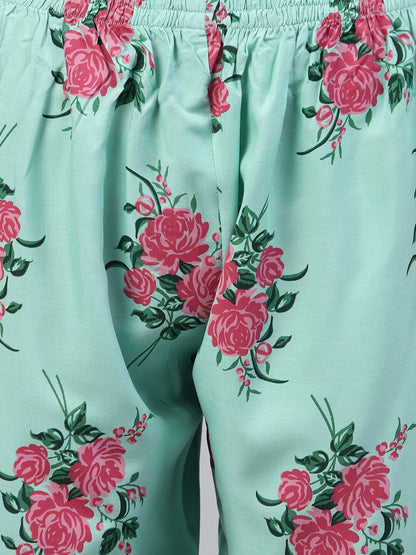 Rayon Floral Print Shirt & Pyjama set