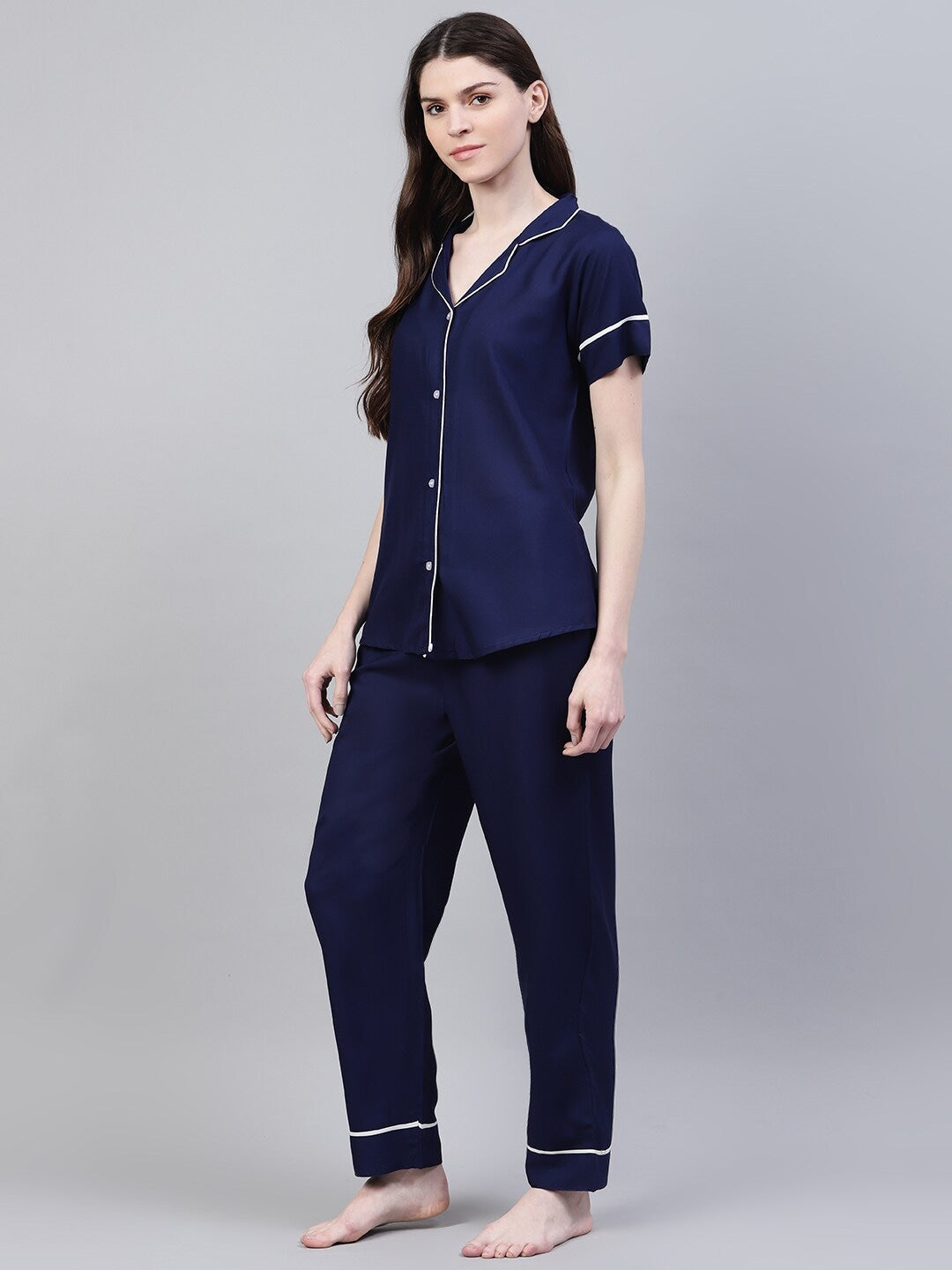 Rayon Solid Shirt &amp; Pyjama set