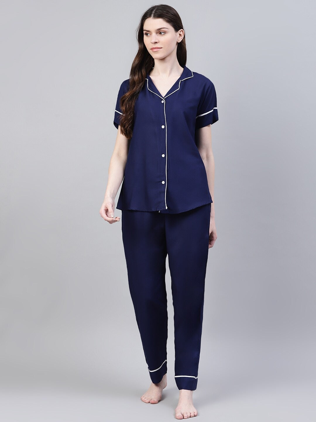 Rayon Solid Shirt &amp; Pyjama set