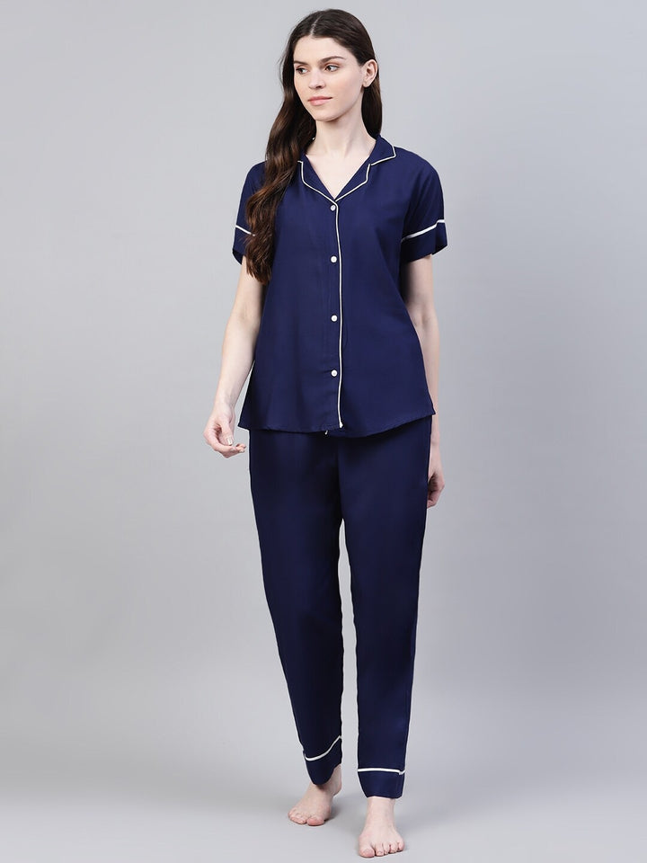 Rayon Solid Shirt &amp; Pyjama set