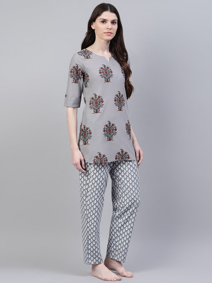 Cotton Floral Print Night Suit Set
