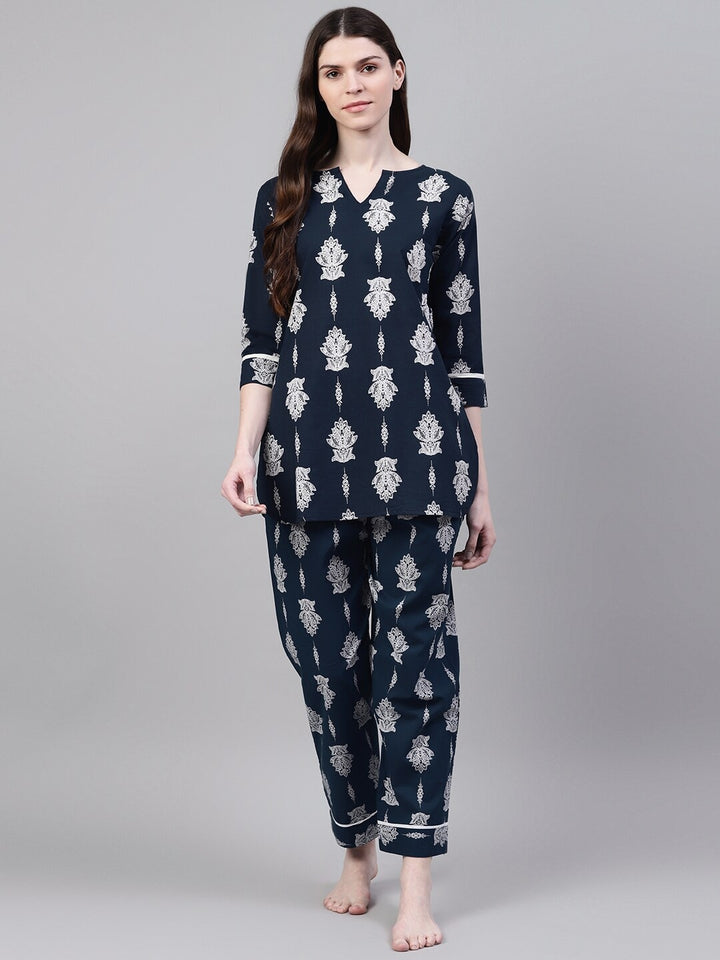 Cotton Floral Print Night Suit Set