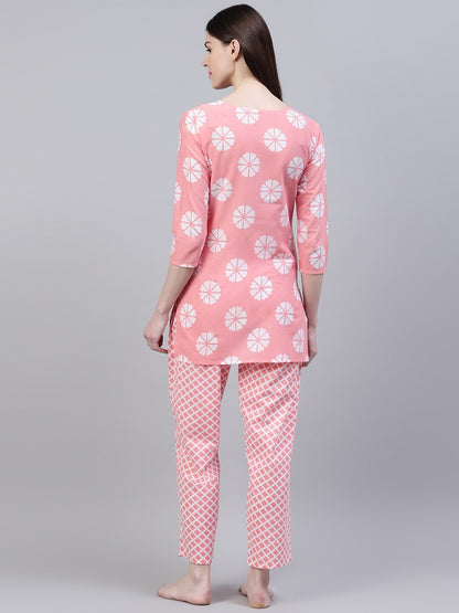 Cotton Geometric Print Night Suit Set