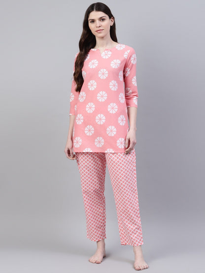 Cotton Geometric Print Night Suit Set