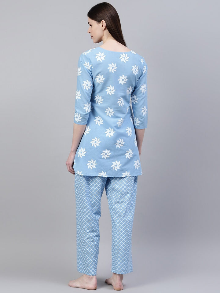 Cotton Geometric Print Night Suit Set