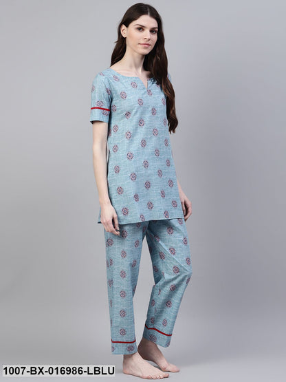 Cotton Floral Print Night Suit Set