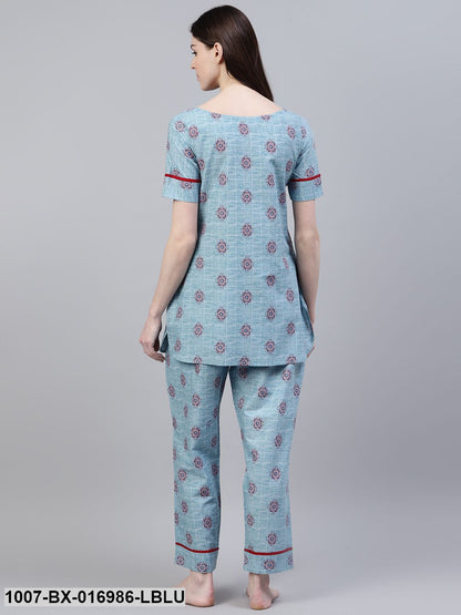 Cotton Floral Print Night Suit Set