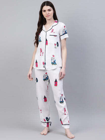 Rayon Abstract Printed Shirt & Pyjama set