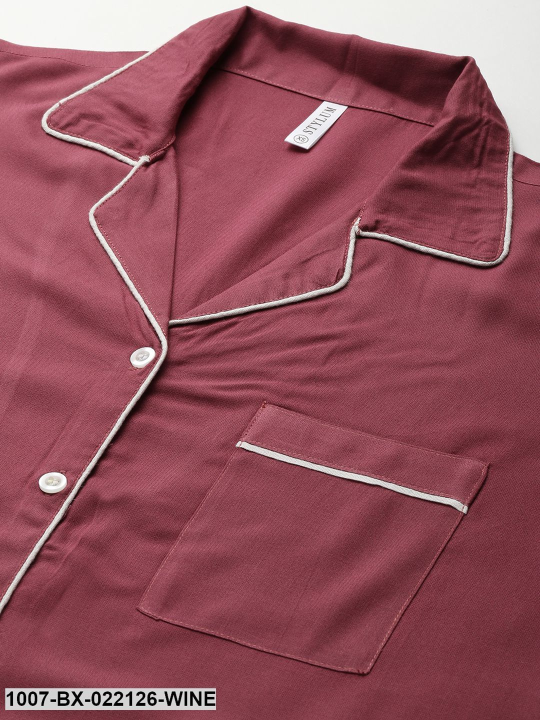 Women's Solid Rayon Night Suit Set (Pastel Wine)