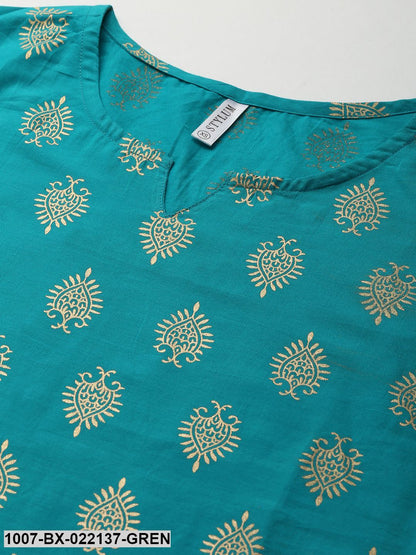 Women's Gold Print Cotton Night Suit Set