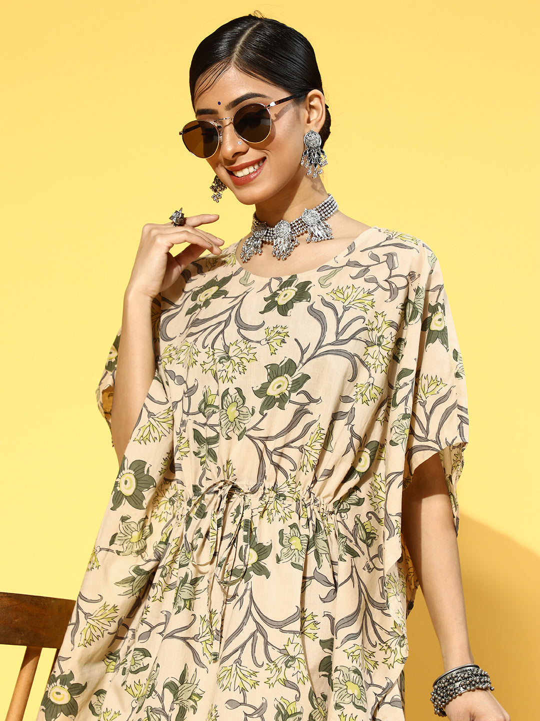 Floral Print Cotton kaftan Kurta Set