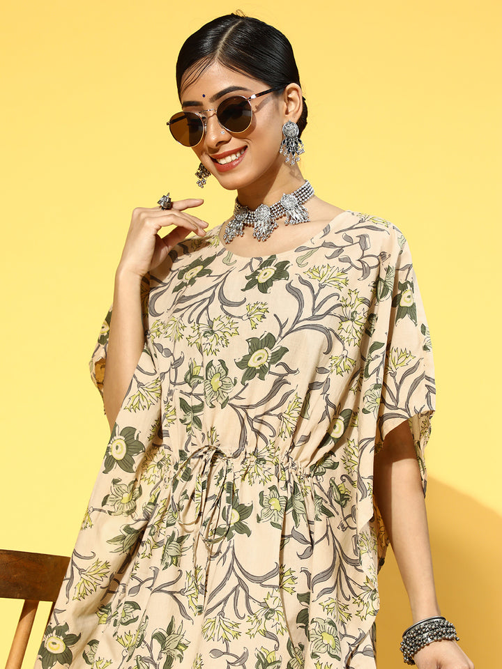 Floral Print Cotton kaftan Kurta Set