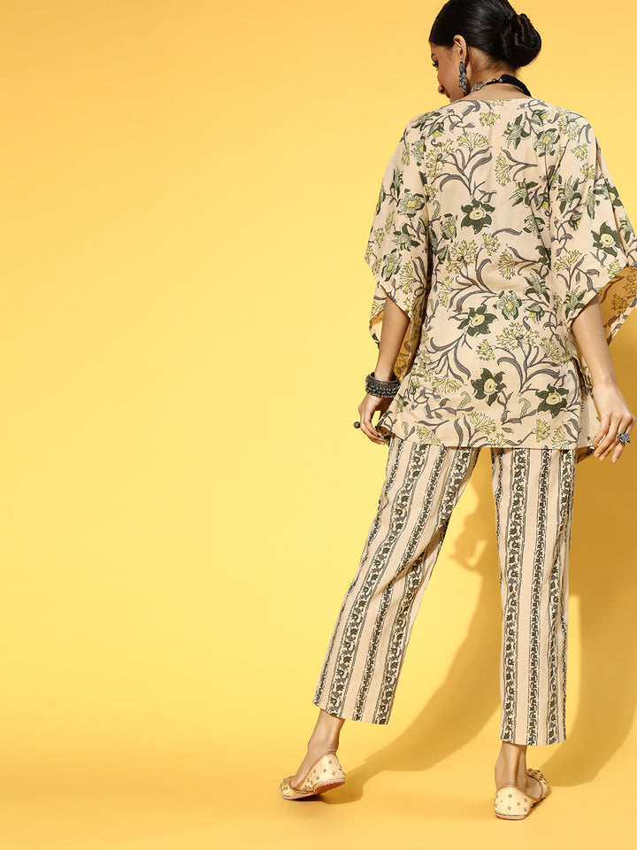 Floral Print Cotton kaftan Kurta Set