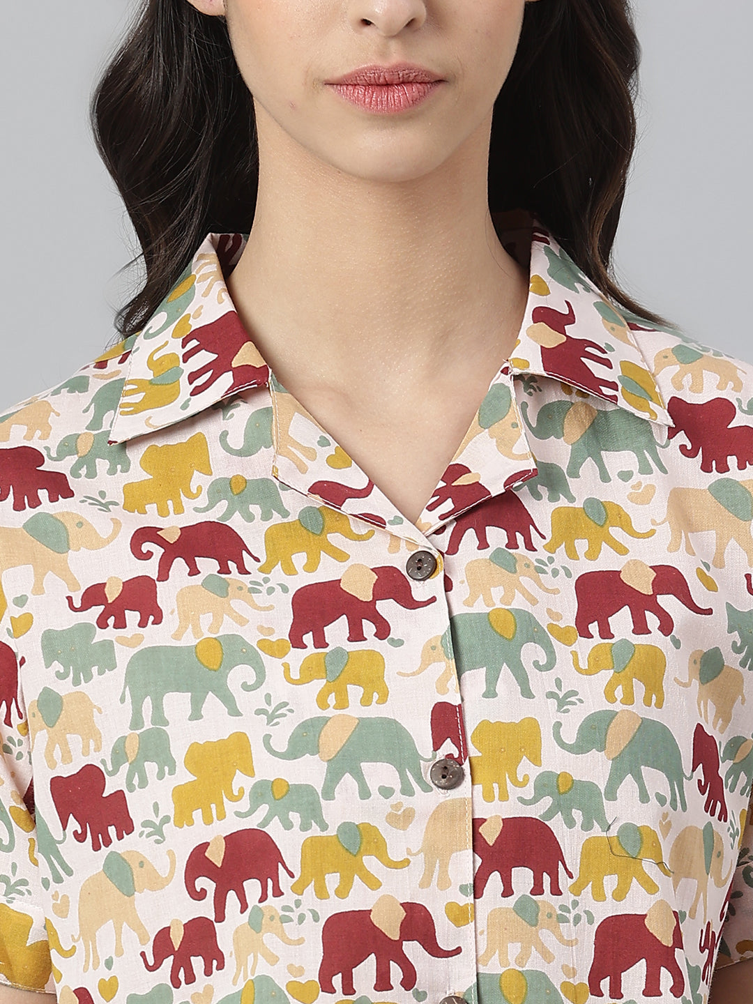 Elephant Printed Cotton Night Suit Set