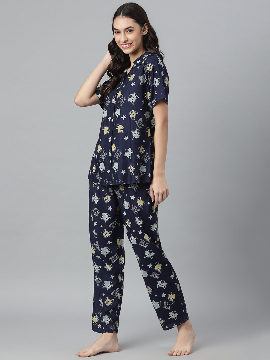 Printed Rayon Night Suit Set