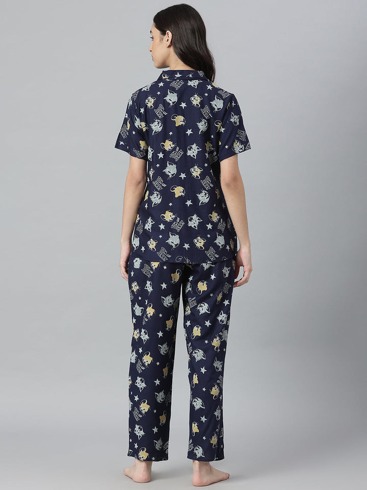 Printed Rayon Night Suit Set
