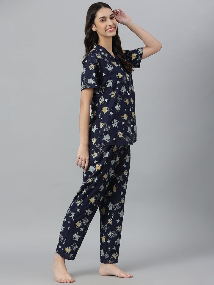 Printed Rayon Night Suit Set