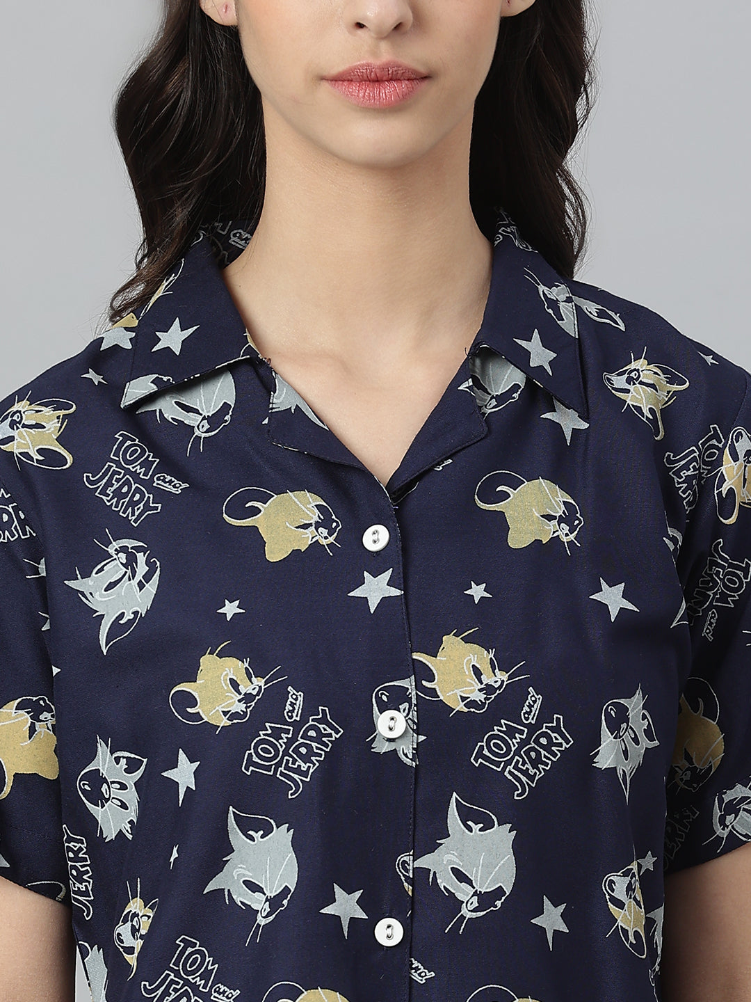 Printed Rayon Night Suit Set