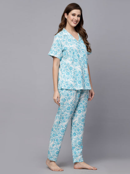 Floral Printed Rayon Night Suit