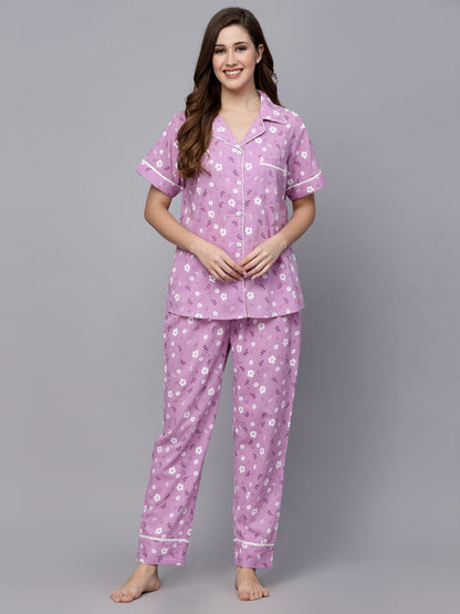 Floral Printed Rayon Night Suit