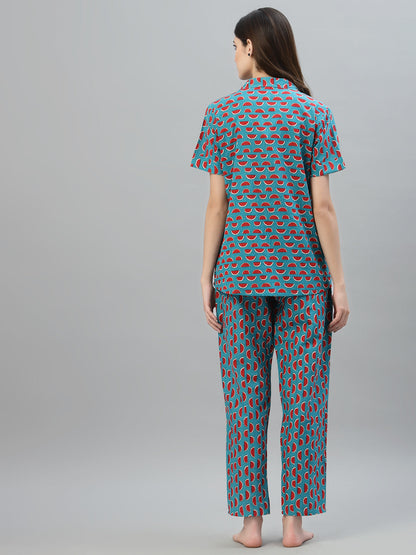 Printed Cotton Night Suit Set