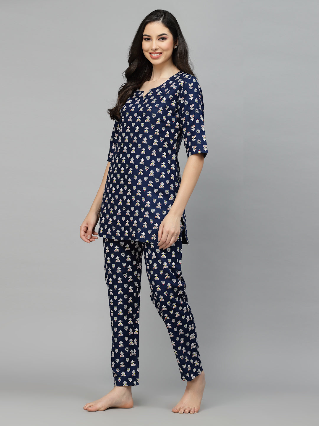 Quirky Printed Rayon Night Suit
