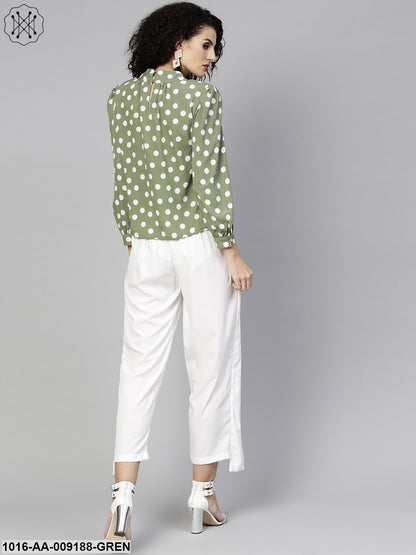 Green Full Sleeve Printed Tops With Ankle Length Palazzo