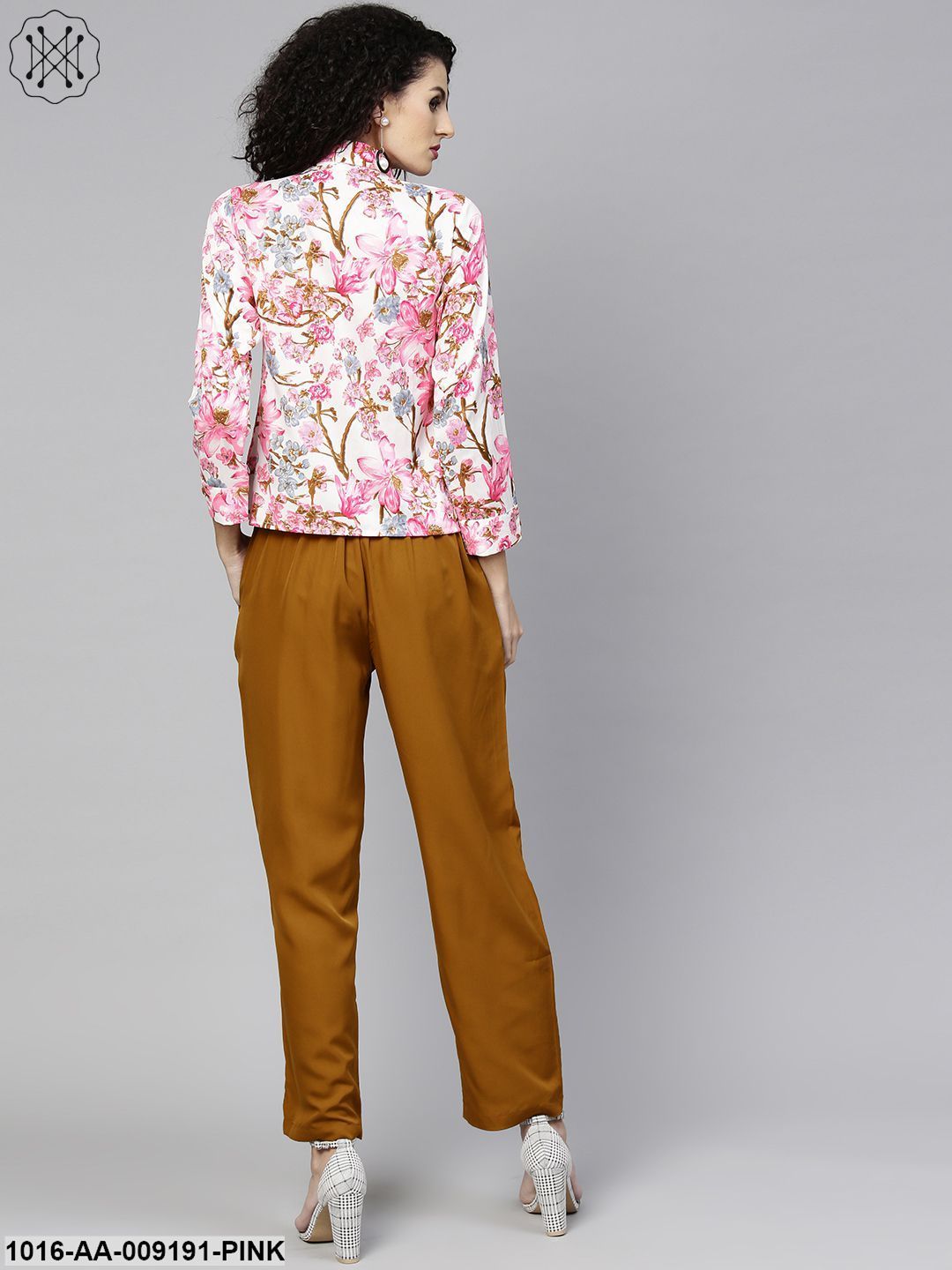 Full Sleeve Flower Printed Tops With Yellow Ankle Length Trouser