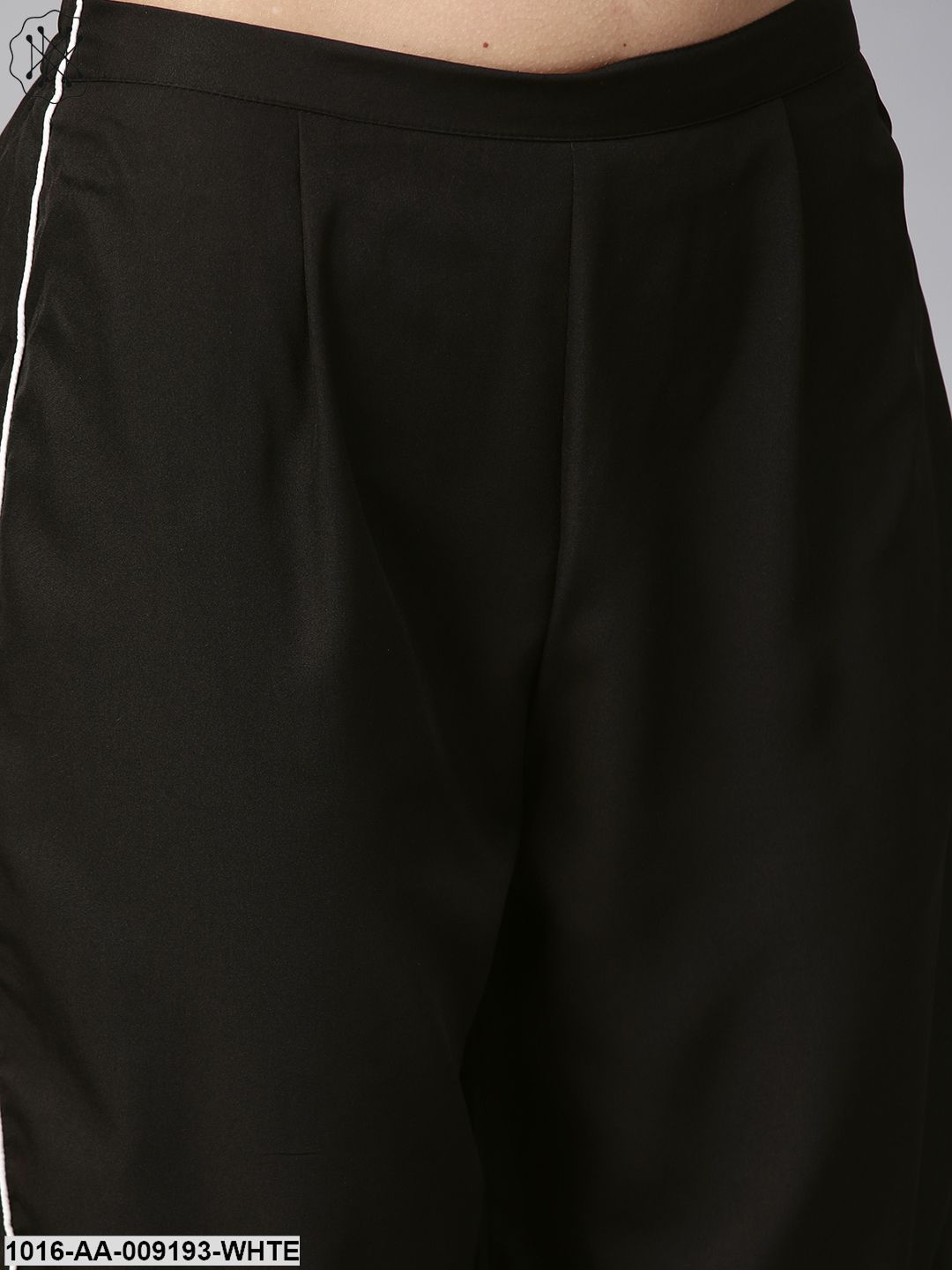 White Full Sleeve Tie Design Tops With Black Ankle Length Pallazo