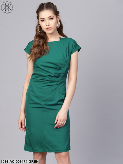 Dark Green Sheath Cap Sleeve Dress