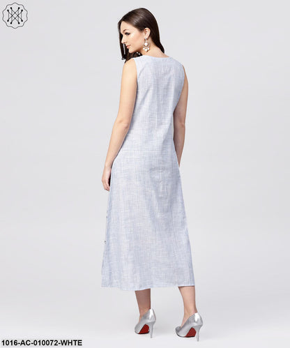 WhiteSleeveless A-Line Kurta With Round Neck