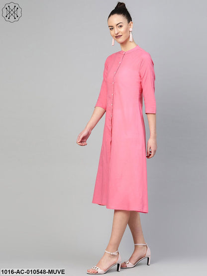 Women Mauve &Solid A-Line Dress