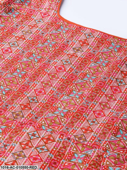 Women Red & Pink Geometric Printed Maxi Dress