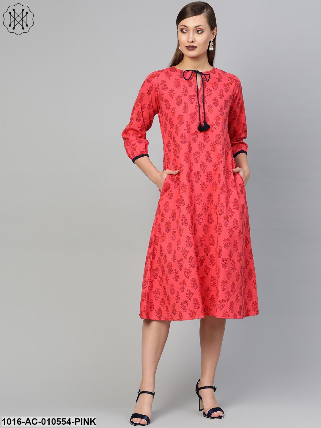 Women Pink &Ethnic Motifs Printed A-Line Dress