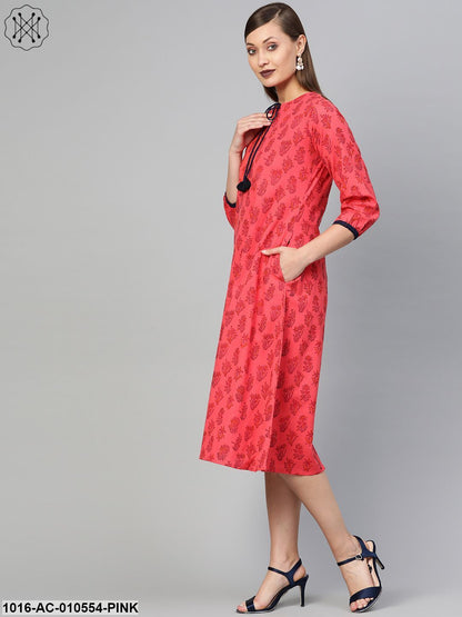 Women Pink &Ethnic Motifs Printed A-Line Dress