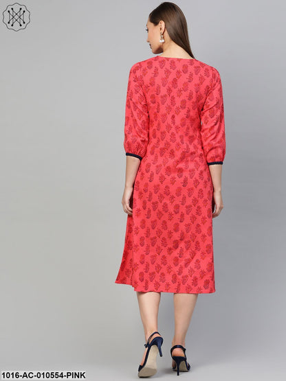 Women Pink &Ethnic Motifs Printed A-Line Dress